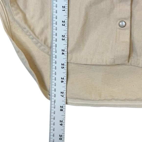 Lucette Cotton Retro Pearl Snap Button Shirt Cream and Tan Womens Size XS - Picture 4 of 7